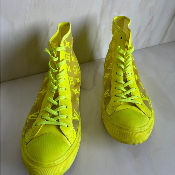 Louis Vuitton Yellow Tattoo Monogram High Tops, Size 10 - Picture 3 of 8